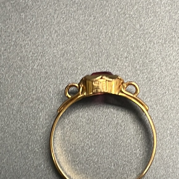 1AR UnoAerre UnoAR Italy 750 18K Gold Pink Stone Ring Size 7 - Picture 3 of 7